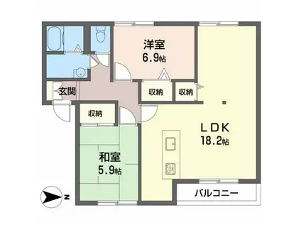 ザックス英賀保(2LDK/2階)の間取り写真