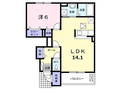 エスパスドゥレーヴ A棟(1LDK/1階)の間取り写真