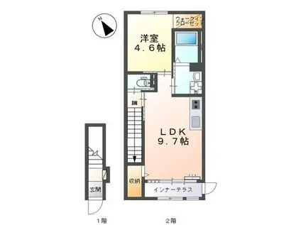 FIRST(1LDK/2階)の間取り写真