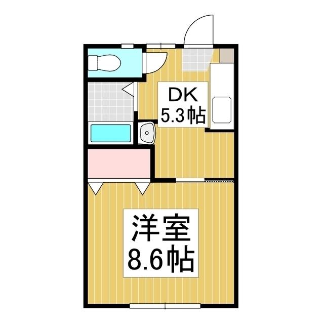 ハイツ北浦(1DK/2階)の間取り写真