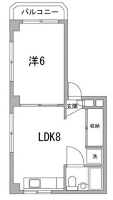 コーポC&T(1LDK/4階)の間取り写真