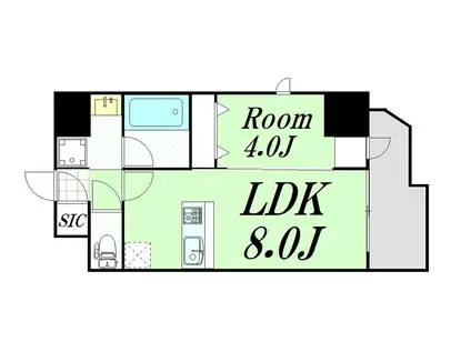 エステムコート大阪福島ルアーナ(1LDK/10階)の間取り写真