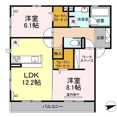 アトレヤン(2LDK/2階)の間取り写真