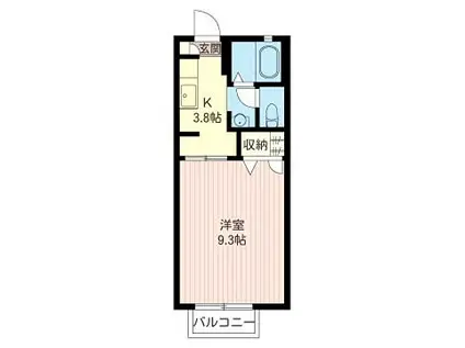 YHプレシャスII(1K/2階)の間取り写真