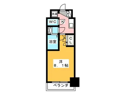 プレスタイル菊川(1K/12階)の間取り写真