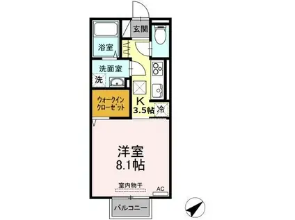 ブライトホープ B(1K/1階)の間取り写真