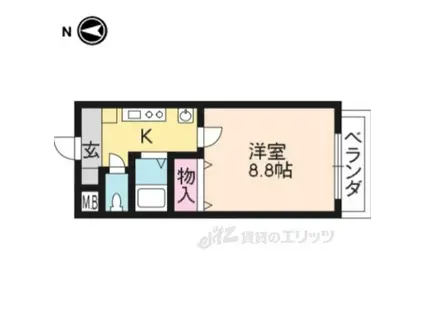 ソレアード北山(1K/2階)の間取り写真