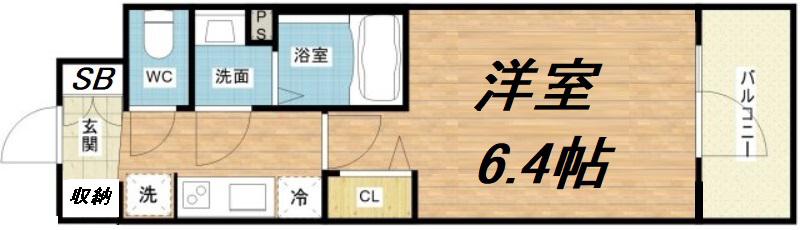プレサンス福島ミッドエル(1K/8階)の間取り写真