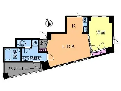 大西ビル(1LDK/3階)の間取り写真