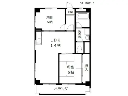 メモリアル滝の水(2LDK/2階)の間取り写真