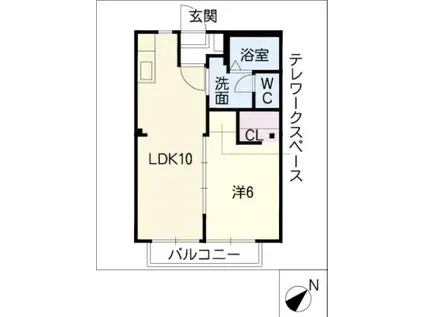 ディアコート竹陽B(1LDK/1階)の間取り写真