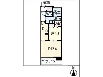 RADIANT FUJIGAOKA(1LDK/2階)の間取り写真
