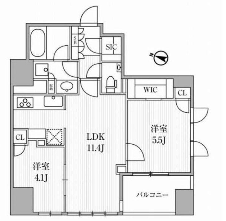ディームス大手町ノース(2LDK/10階)の間取り写真