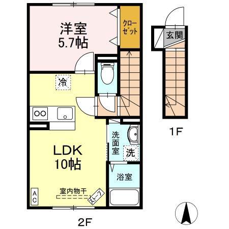 ファーストリッチ B(1LDK/2階)の間取り写真
