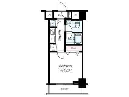 スカイコートパレス大島(1K/7階)の間取り写真