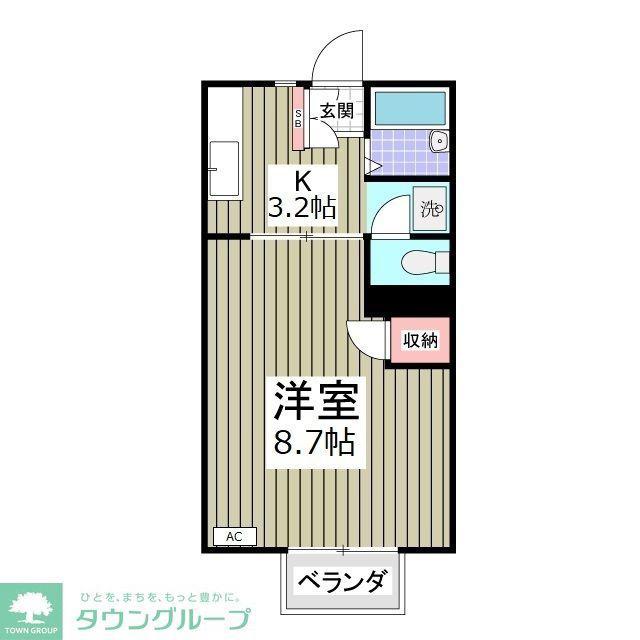 パステルハイツ(1K/2階)の間取り写真