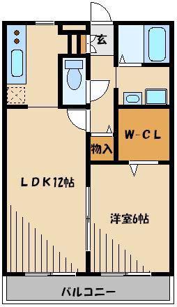 グローリーミズグチ(1LDK/2階)の間取り写真