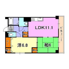 メゾン・ドュウ(2LDK/4階)の間取り写真