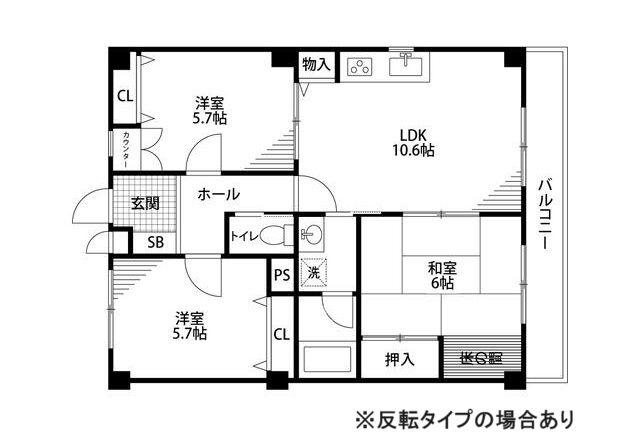 メゾングランディ(3LDK/2階)の間取り写真