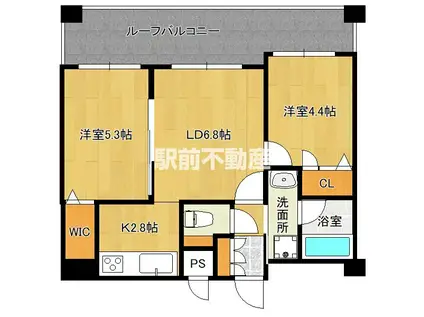 QUINTET MINAMI FUKUO(2LDK/8階)の間取り写真