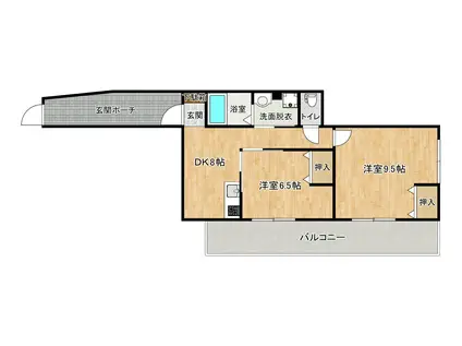 セブン熊大前(2DK/3階)の間取り写真