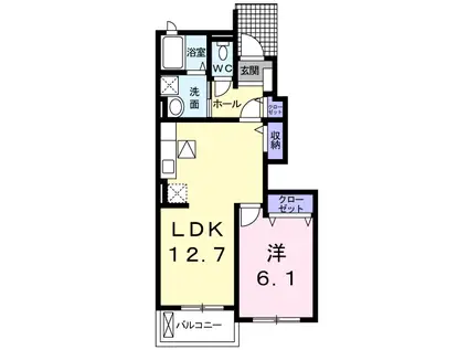 レジデンス DK(1LDK/1階)の間取り写真