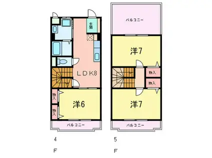 アモンコート(3LDK/4階)の間取り写真