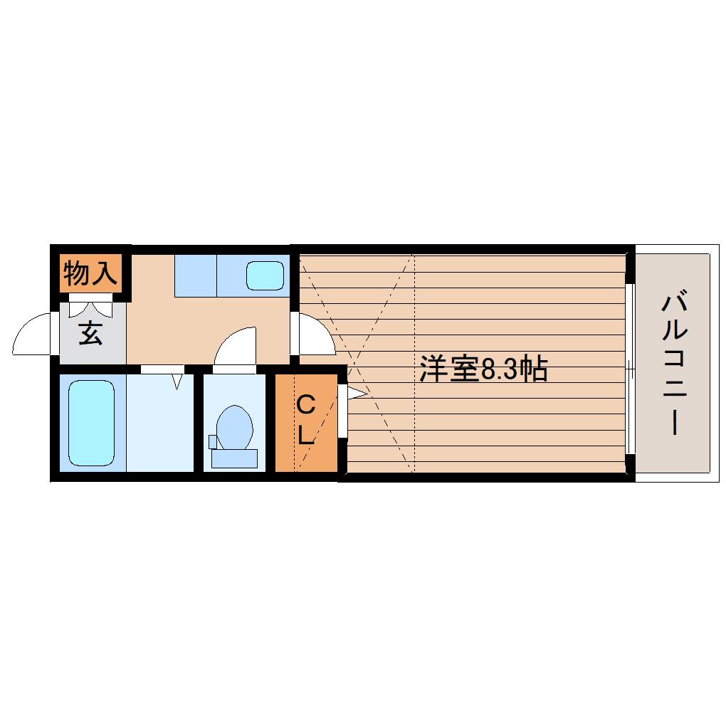 グランドール市名坂(1K/3階)の間取り写真
