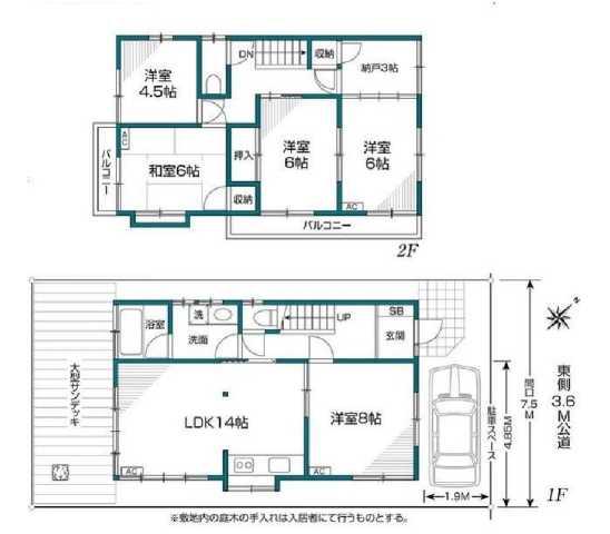 高円寺南5丁目戸建(5SLDK/2階)の間取り写真
