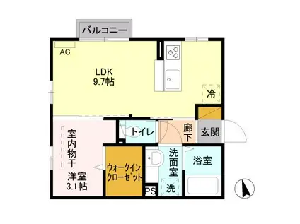 POLAR STAR(1LDK/2階)の間取り写真