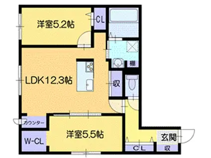 アールフィーノ花園(2LDK/5階)の間取り写真
