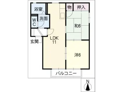 コーポ鎌倉通(2LDK/2階)の間取り写真