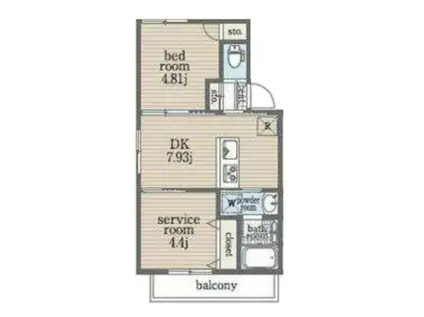 クレディ西小岩(2DK/4階)の間取り写真