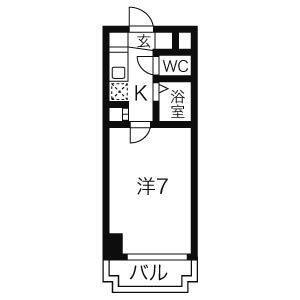 SLR吹上(1K/6階)の間取り写真