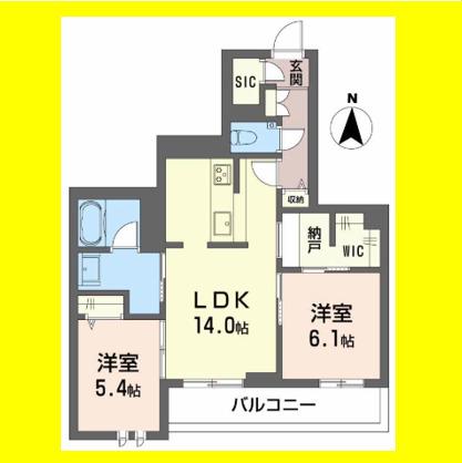 AVANCE東草深イースト(2LDK/2階)の間取り写真