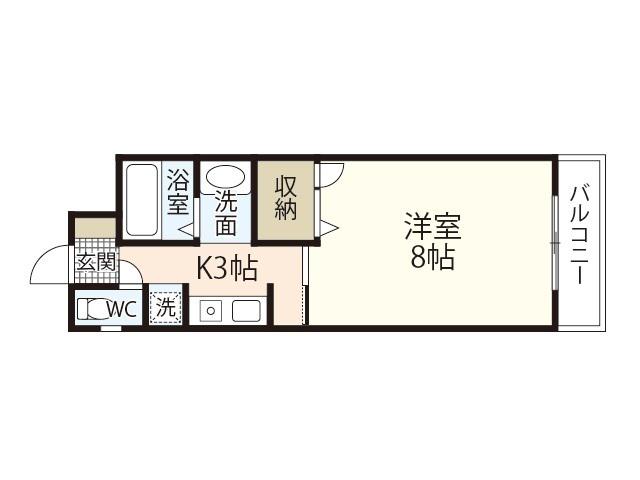 リバーサイド豊栄(1K/3階)の間取り写真