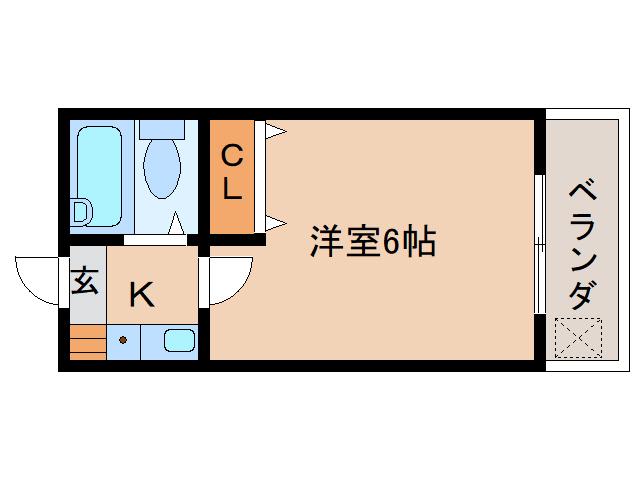 シティパレス21西大寺P-I(1K/2階)の間取り写真