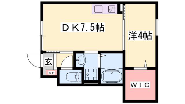 コンフォート双葉III(1DK/1階)の間取り写真