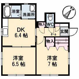 ベルコート天応南(2DK/1階)の間取り写真