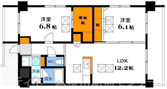 桜レジデンス(2LDK/5階)の間取り写真