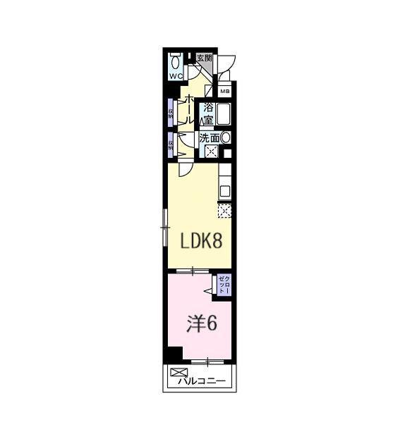 近鉄京都線 竹田駅(京都) 徒歩6分 3階建 築14年(1LDK/2階)の間取り写真