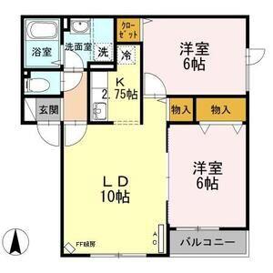 カサロッサ(2LDK/2階)の間取り写真