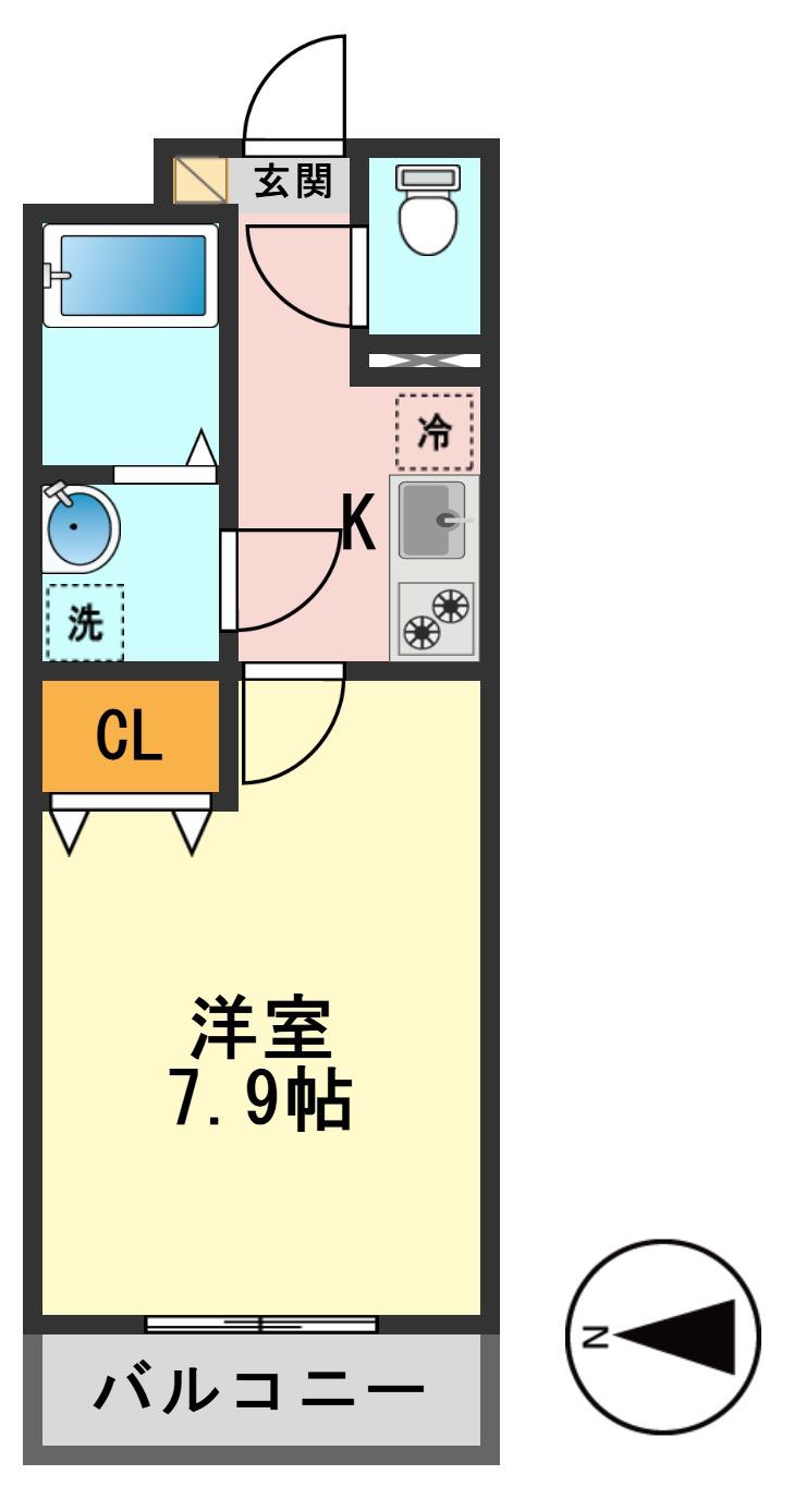 クレヴィスタ立石II(1K/2階)の間取り写真