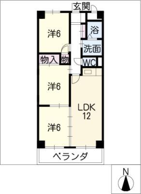 クレアージュ西中島(3LDK/2階)の間取り写真