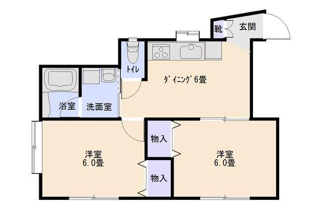 アミティりんかん(2DK/1階)の間取り写真