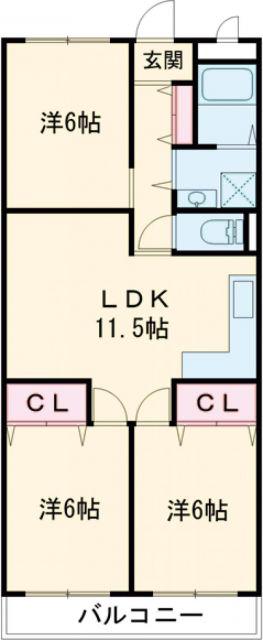 辻田マンション(3LDK/2階)の間取り写真
