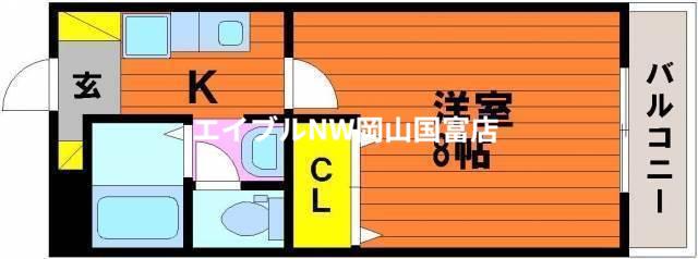 ヴァンテアン東山(1K/1階)の間取り写真