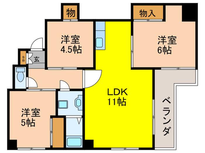 ファミール根津(3LDK/3階)の間取り写真