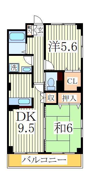 グランチェスタハイツB棟(2LDK/2階)の間取り写真