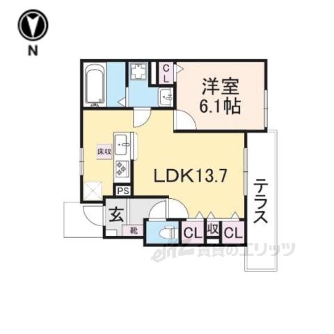 ルナ ハイツⅡ(1LDK/1階)の間取り写真